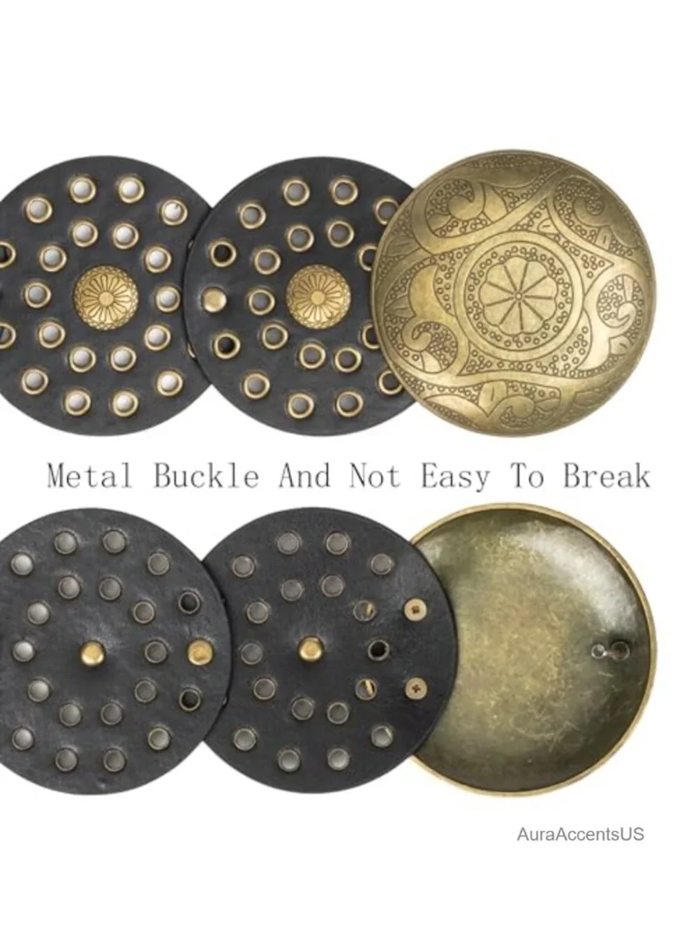Wide PU Leather Western Belt Concho Disc for Women
